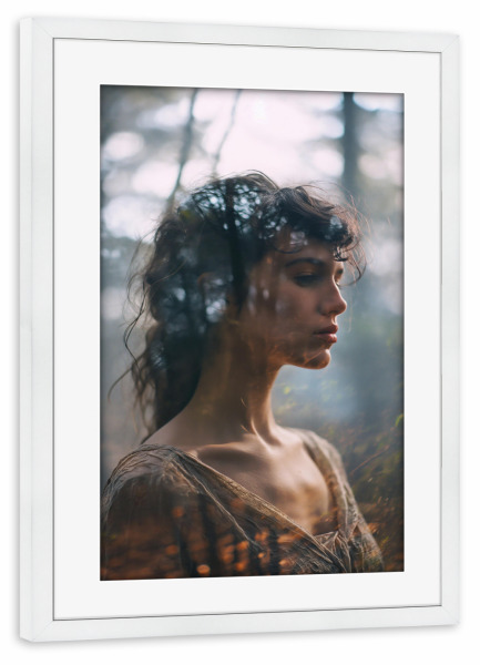 Poster mit Rahmen weiß "Frau mit Doppelbelichtung" artboxONE - Menschen