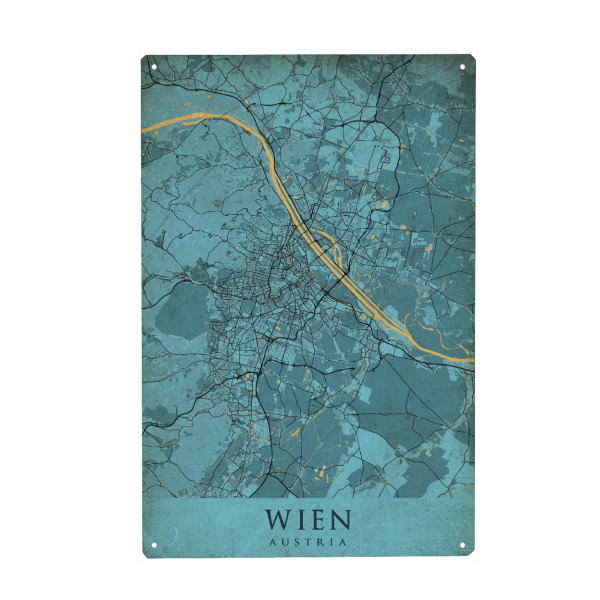 Metall Poster "Wiener Vintage City Map" artboxONE - Städte / Wien,Kartografie