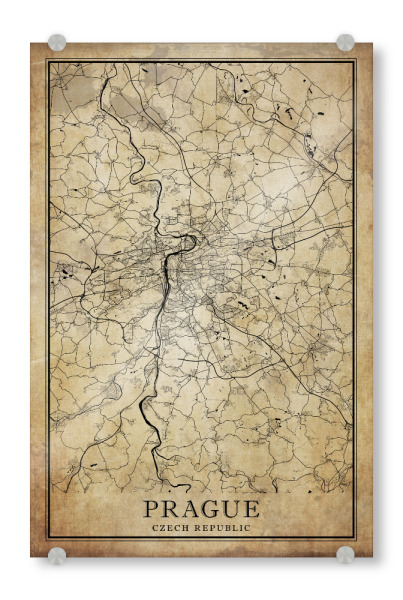 Acrylglasbild "Prag Vintage City" artboxONE - Städte / Prag,Kartografie