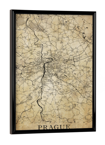Poster mit schwarzem Rahmen "Prag Vintage City" artboxONE - Städte / Prag,Kartografie