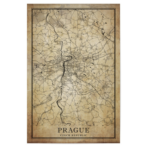 Poster "Prag Vintage City" artboxONE - Städte / Prag,Kartografie