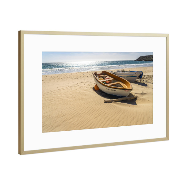Poster mit Rahmen Gold "Strand von Bolonia, Andalusien" artboxONE - Reise / Strand und Meer
