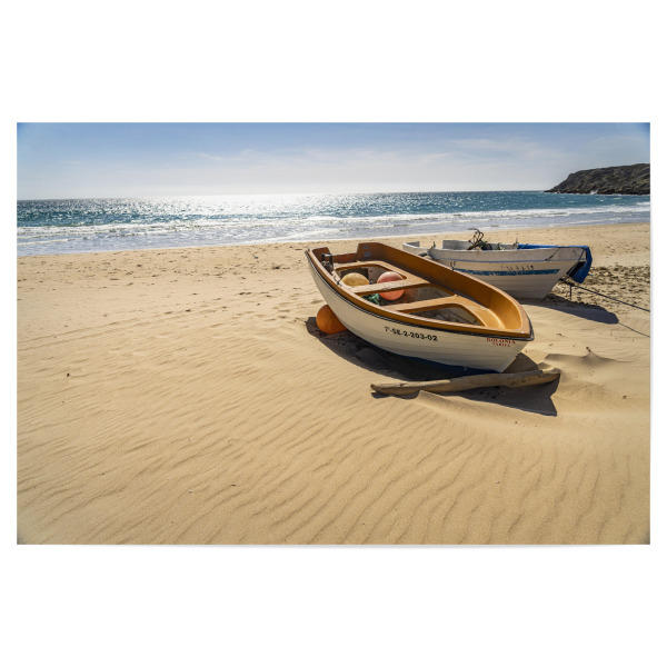 Poster 30x20 cm "Strand von Bolonia, Andalusien" artboxONE - Reise / Strand und Meer - Bolonia,Tarifa,Costa de la luz,Andalusien,Spanien,Strand,Boot