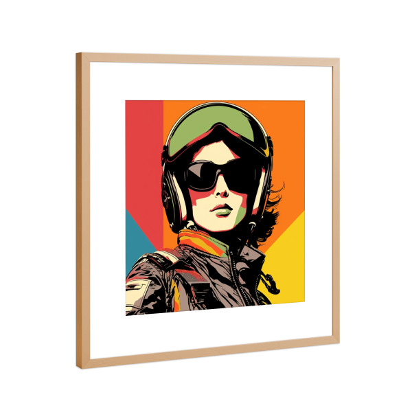 Poster mit Rahmen Kupfer "FLUGHAFEN-JET-SET" artboxONE - Fashion,Reise / Länder,Für Mama - Pilot,Frau,Kunst,Rot,Braun,Flugzeug,Flugzeug