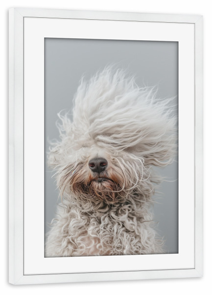 Poster mit Rahmen weiß "Bad-Hair-Day" artboxONE - Tiere,Lustig