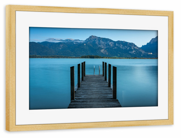 Poster mit Rahmen kiefer "Blaue Stunde am Forggensee" artboxONE - Natur,Reise