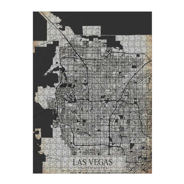 Puzzle Ravensburger "Las Vegas Vintage Karte" artboxONE - Schwarzweiß,Städte / Las Vegas,Kartografie