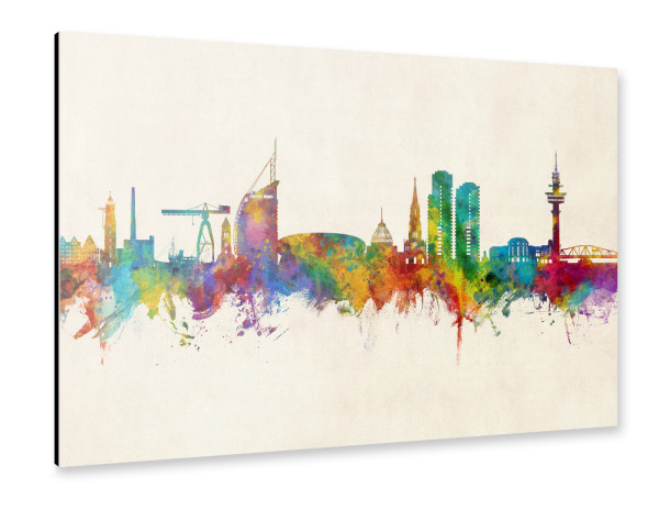 Alu-Dibond "Bremerhaven Skyline Urban" 30x20 cm artboxONE