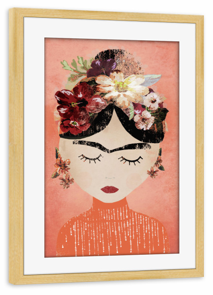 Poster mit Rahmen kiefer "Frida (Peach Version)" artboxONE - Abstrakt,Menschen,Für Mama