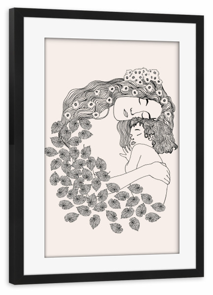 Poster mit Rahmen schwarz "Mutter und Kind" artboxONE - Für Kinder,Liebe,Für Mama