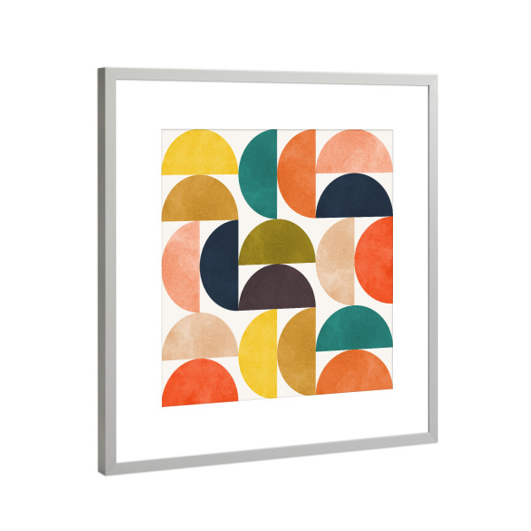 Poster mit Rahmen Silber "Kreiskomposition A" artboxONE - Abstrakt,Geometrie