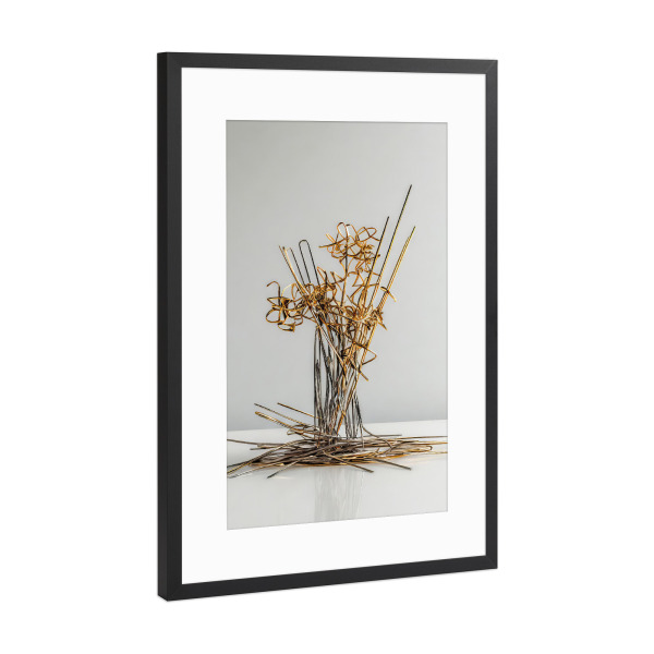 Poster mit Rahmen Schwarz (Metallic) "Filigranes Metall" artboxONE - Abstrakt