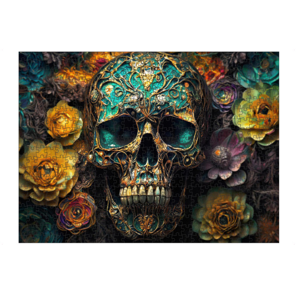 artboxONE Puzzle "Blumen mit Schädel" artboxONE - Abstrakt