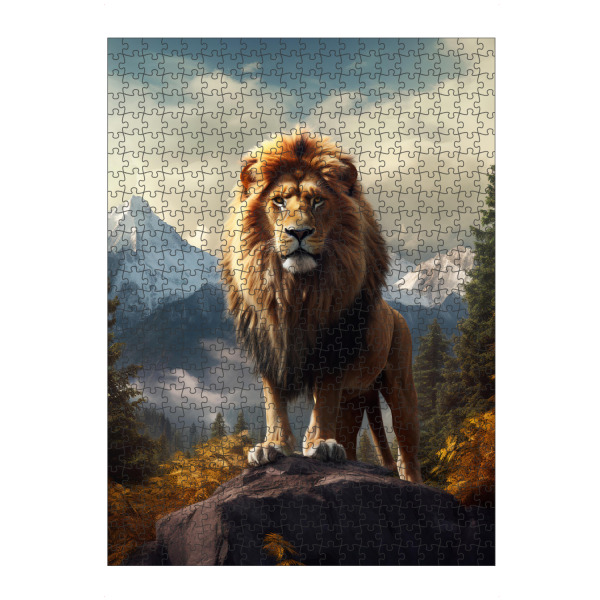 artboxONE Puzzle "Lion Mountains (matart)" artboxONE - Tiere - Löwe,Löwen,Tier,Tiere,Natur,Wild,Tierwelt,Berge,Wald,Modern - Bild löwe