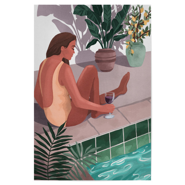 Poster 30x20 cm "Ich wette, du denkst an mich" artboxONE - Reise,Menschen - Pool,Sommer,Wein,Frau,Mode