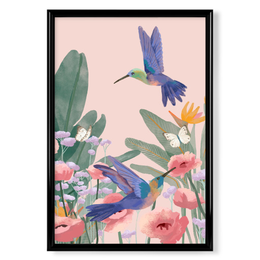 Kolibris und Blumen