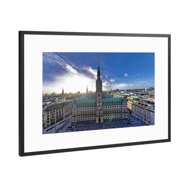 Poster mit Rahmen Schwarz (Metallic) "Hamburger Rathaus - H 50m" artboxONE - Städte,Städte / Hamburg,Reise,Architektur,Reise / Länder