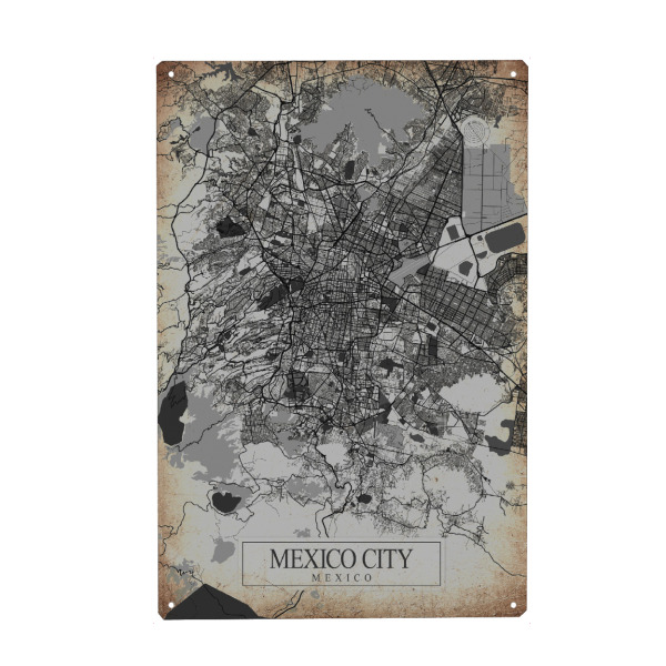 Holzbild "Vintage Mexiko Stadt" artboxONE - Städte / Weitere,Kartografie