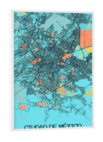 Poster mit weißem Rahmen "Map von Mexiko City" artboxONE - Städte / Weitere,Kartografie