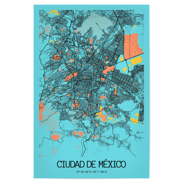 Poster "Map von Mexiko City" artboxONE - Städte / Weitere,Kartografie