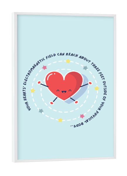 Poster mit weißem Rahmen "Heart's Electromagnetic Field" artboxONE - Comic,Liebe,Lustig