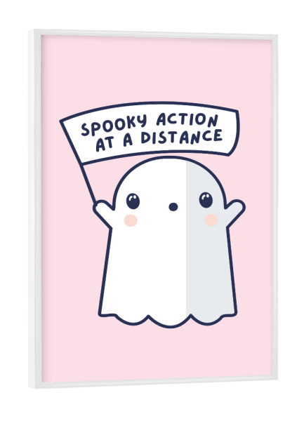 Poster mit weißem Rahmen "Gruselige Action aus der Ferne" artboxONE - Comic,Galaxy,Lustig