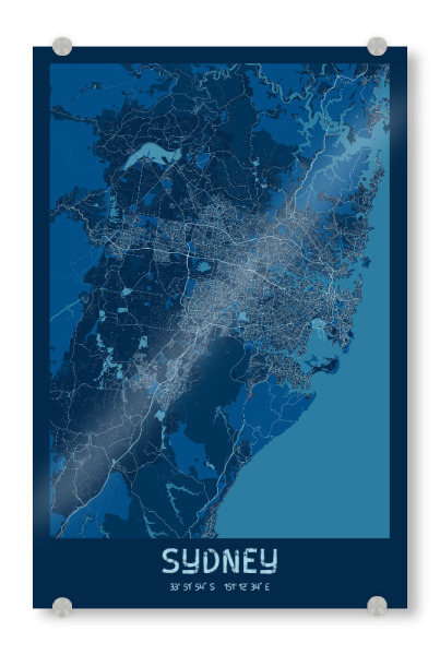 Acrylglasbild "Sydney Australien Map" artboxONE - Städte / Sydney,Kartografie