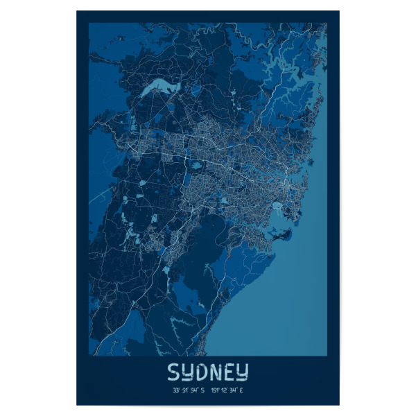 Poster 30x20 cm "Sydney Australien Map" artboxONE - Städte / Sydney,Kartografie
