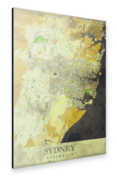 Alu-Dibond "Sydney Vintage City Map" 30x20 cm artboxONE