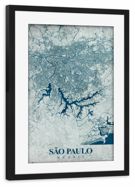 Poster mit Rahmen schwarz "Vintage São Paulo Brasilien" artboxONE - Städte / Weitere,Kartografie