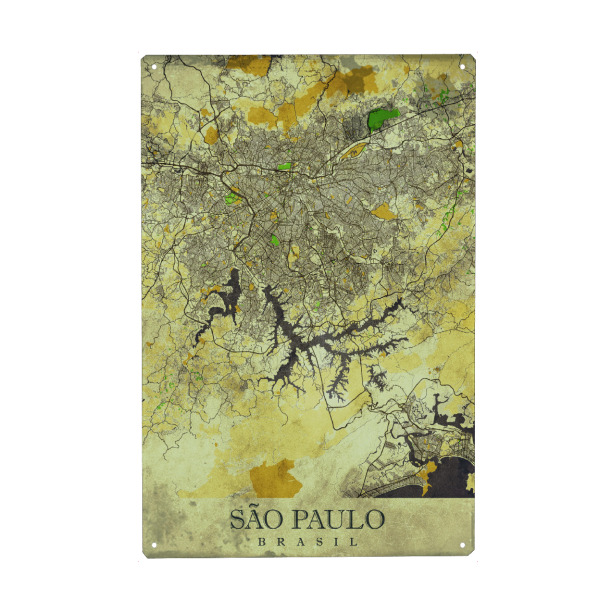 Metall Poster "São Paulo Vintage City Map" artboxONE - Städte / Weitere,Kartografie