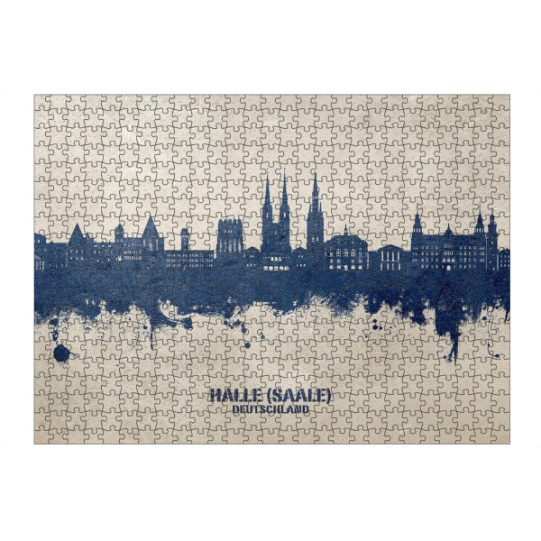 artboxONE Puzzle "Halle (Saale) Skyline PaintBlue" artboxONE - Städte
