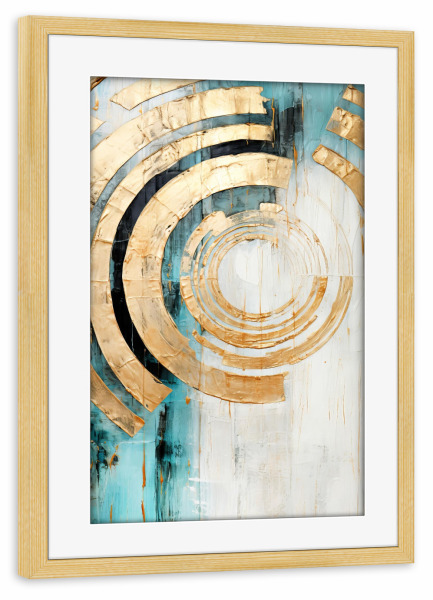 Poster mit Rahmen kiefer "Strahlende Sonne" artboxONE - Abstrakt,Geometrie