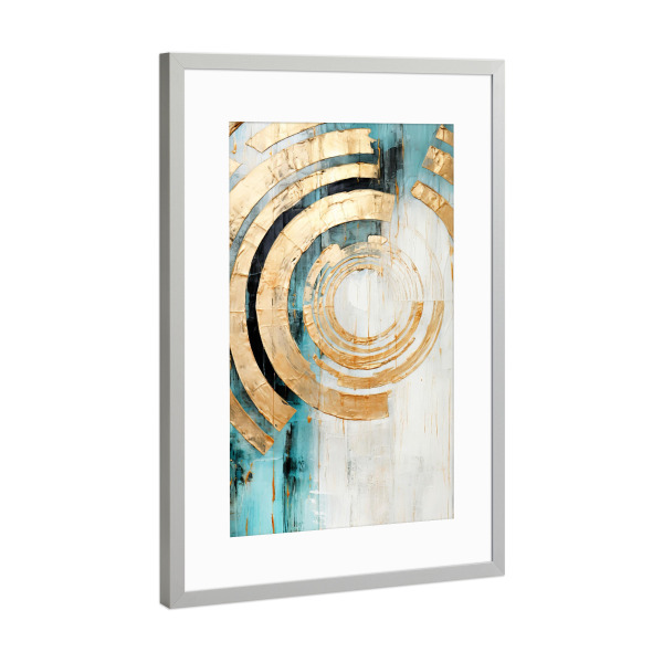 Poster mit Rahmen Silber "Strahlende Sonne" artboxONE - Abstrakt,Geometrie