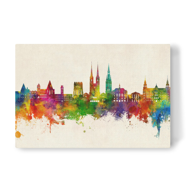 Leinwandbild "Halle (Saale) Skyline Urban" artboxONE - Städte - Halle (saale),Deutschland,Deutschland,Skyline,Stadtbild,Stadtbild,Aquarell,Malerei