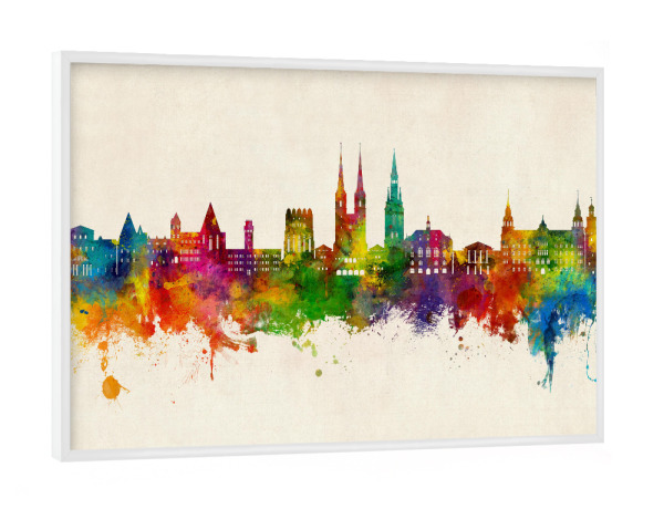 Poster mit weißem Rahmen "Halle (Saale) Skyline Urban" artboxONE - Städte