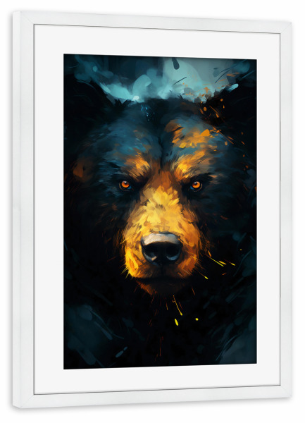 Poster mit Rahmen weiß "Bear Fantasy (matart)" artboxONE - Tiere - Bear,Bears,Grizzly,Animal,Animals,Nature,Wild,Abstract,Fantasy