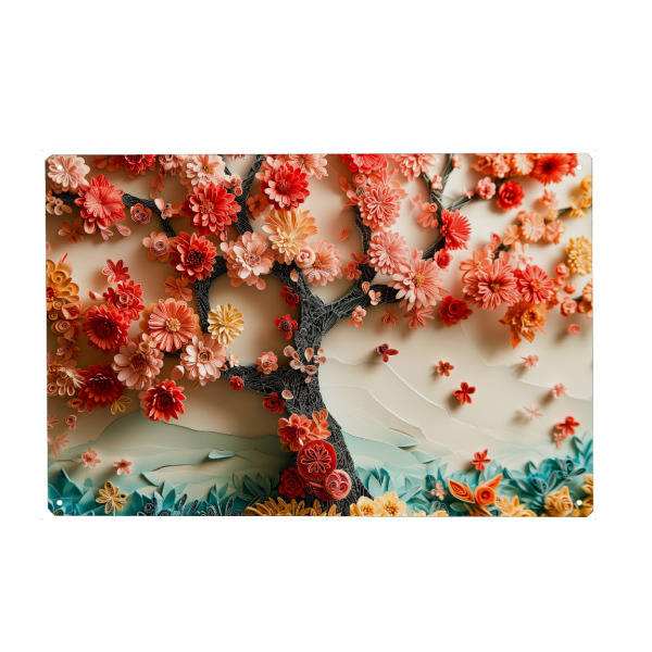 Metall Poster "Quilling-Rosenbaum aus Papier" artboxONE - Natur,Abstrakt