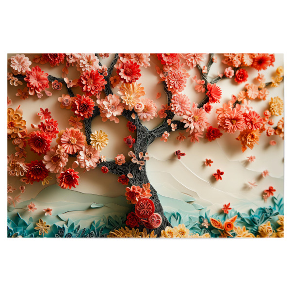 Poster "Quilling-Rosenbaum aus Papier" artboxONE - Natur,Abstrakt - Kunst,Künstlerische,Blume,Einführung,Papier,Papierquilling,Frühling,Surreal,Baum