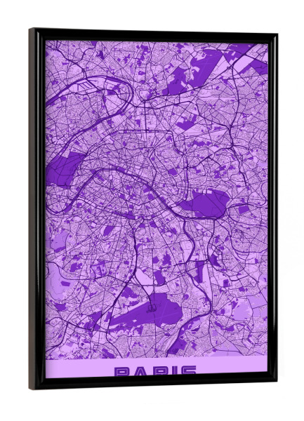 Poster mit schwarzem Rahmen "Stadtplan von Paris" artboxONE - Städte / Paris,Kartografie