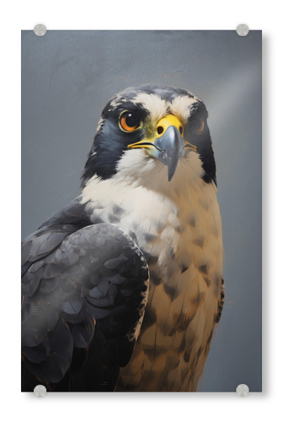 Acrylglasbild "Wanderfalken-Porträt" artboxONE - Natur,Tiere - Tier,Kunst,Vogel,Falke,Natur,öl,Farbe,Gemälde,Wanderfalke,Porträt,Sitzend,Wild,Tierwelt