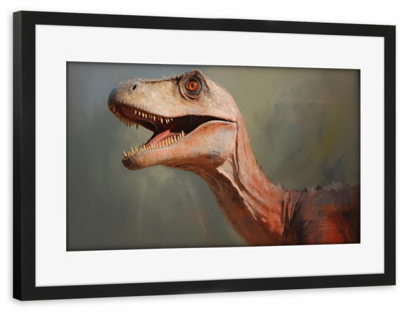 Poster mit Rahmen schwarz "Compsognathus-Gemälde" artboxONE - Natur,Tiere - Kunst,Groß,Leinwand,Compsognathus,Dino,Dinosaurier,öl,Farbe,Gemälde,Rex