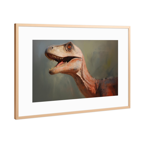 Poster mit Rahmen Kupfer "Compsognathus-Gemälde" artboxONE - Natur,Tiere - Kunst,Groß,Leinwand,Compsognathus,Dino,Dinosaurier,öl,Farbe,Gemälde,Rex