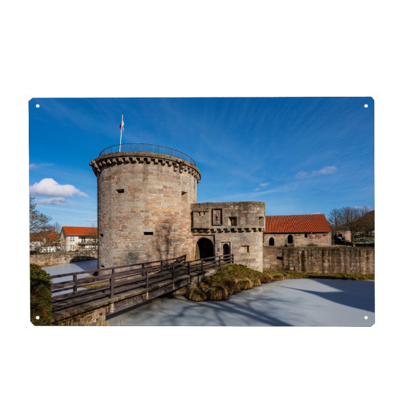 Holzbild "Wasserburg in Friedewald" artboxONE - Architektur - Friedewald,Wasserburg,Ruine,Hessen,Von hessen,Bad hersfeld,Burg