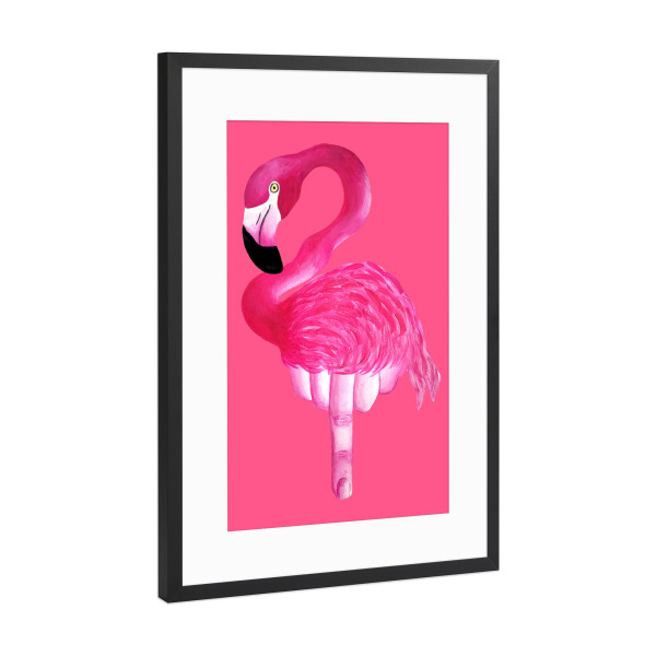 Poster mit Rahmen Schwarz (Metallic) "Genervter Flamingo" artboxONE - Tiere,Lustig - Flamingo,Stinkefinger,Mittelfinger,Pink,Witzig,Lustig,Humor,Fuck