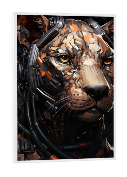Poster mit weißem Rahmen "Cyberpunk-Katze" artboxONE - Tiere