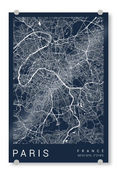 Acrylglasbild "Paris als City Map" artboxONE - Städte / Paris,Kartografie