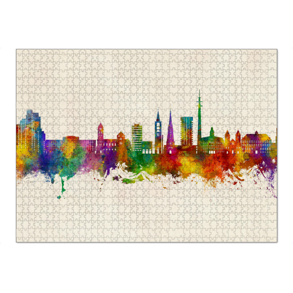 Puzzle Ravensburger "Gelsenkirchen Skyline Urban" artboxONE - Städte - Gelsenkirchen,Deutschland,Skyline,Stadtbild,Stadtbild,Aquarell,Malerei