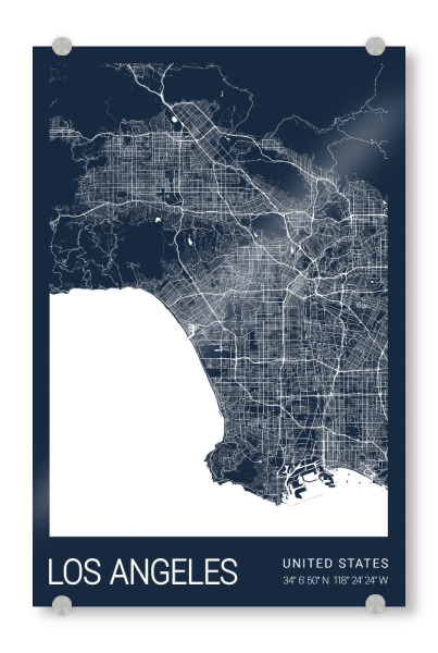 Acrylglasbild "Los Angeles als Stadtplan" artboxONE - Städte / Los Angeles,Kartografie