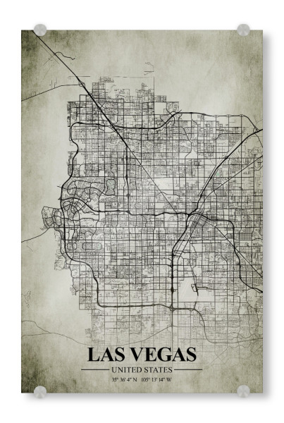 Acrylglasbild "Las Vegas Vintage CityMap" artboxONE - Städte / Las Vegas,Kartografie